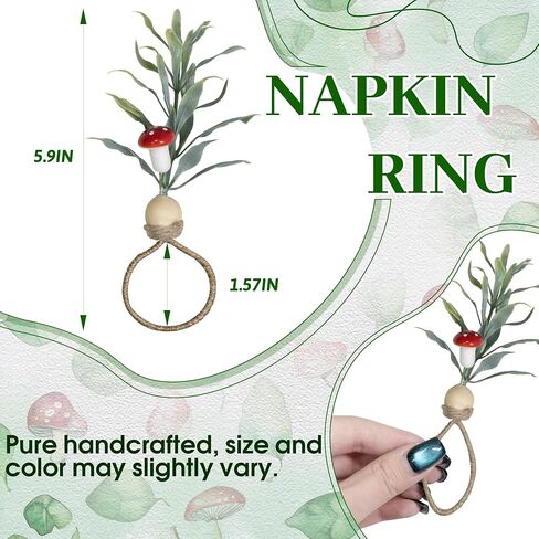 MAOANME Napkin Rings Set of 12, Rustic Eucalyptus Napkin Holder Rings with Wood Bead, Farmhouse Green Leaf Napkin Ring Bulk, Boho Napkin Ring for Wedding, Table Decor in Saudi Arabia
