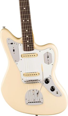 Fender Johnny Marr Jaguar - Olympic White Bundle with Tweed Case, Cable, Strap, and Guitar Cleaning Kit in Saudi Arabia
