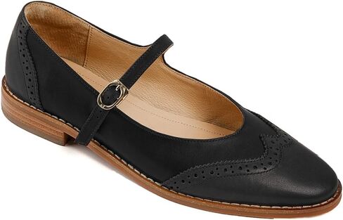 SHODENSE Women Mary Jane Flats Round Toe Ankle Strap Flat Shoes Two Tone Wingtip Oxfords Mary Jane Perforated Retro 1 Flat Heel Dress Shoes Almond Toe Patchwork Comfy Driver Flats 4-11 M US in Saudi Arabia