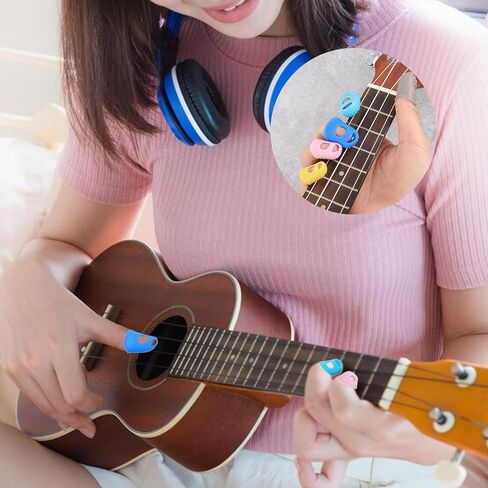 50pcs guitar silicone protector ، واقي إصبع الغيتار ، و 5 اختيارات القيثارة للأدوات الوترية ، والخياطة ، ودوران الصفحات ، وحساب الأموال ، والقيثارات ، والتطريز (5 أحجام ، متعددة الألوان) in Saudi Arabia