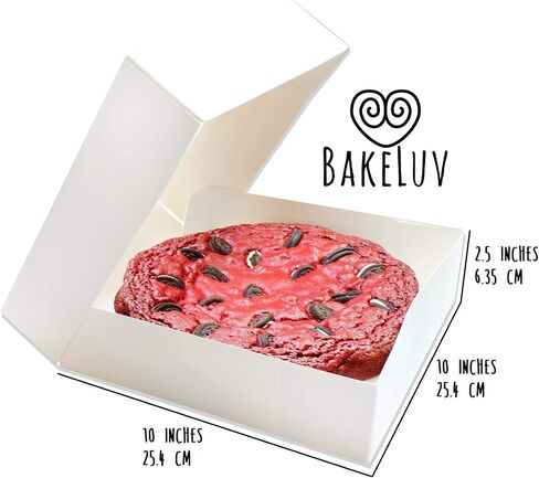 Bakeluv فطيرة الصناديق 10x10x2.5 بوصة | أبيض / 12 PCS / Auto-popup | مخبز/معجنات/علاجات/ملفات تعريف الارتباط/كعكة الجبن/الكعك/الكعك/الكعك in Kuwait