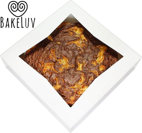 Bakeluv فطيرة الصناديق 10x10x2.5 بوصة | أبيض / 12 PCS / Auto-popup | مخبز/معجنات/علاجات/ملفات تعريف الارتباط/كعكة الجبن/الكعك/الكعك/الكعك in Kuwait