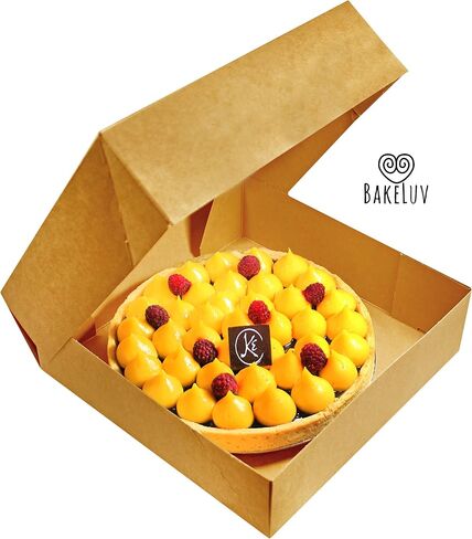 Bakeluv فطيرة الصناديق 10x10x2.5 بوصة | أبيض / 12 PCS / Auto-popup | مخبز/معجنات/علاجات/ملفات تعريف الارتباط/كعكة الجبن/الكعك/الكعك/الكعك in Kuwait