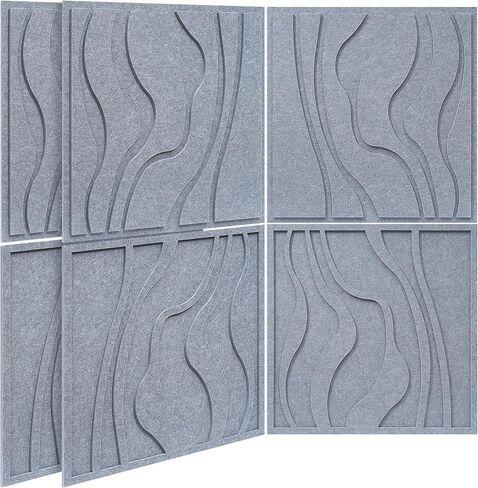BUBOS Large Acoustic Panels, 6-Pack Soundproof Wall Panels Thickened 23.6 x 23.6 Inches, Self-adhesive Sound Absorbing Panels Decorative for Recording Studio Office Home Theater, Camel in Kuwait