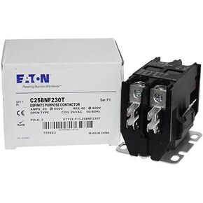 Eaton/Cutler Hammer C25BNF230T Non-Reversing Definite Purpose Contactor 2-Pole 24 Volt AC at 50/60 Hz Coil 30 Amp Inductive Full Load in Kuwait