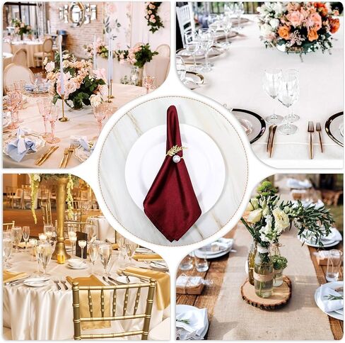 24 Pcs Gold Napkin Rings, Metal Leaf and Pearl Napkin Rings Holders, Elegant Serviette Ring Buckle for Wedding, Thanksgiving, Christmas, and Party Table Decorations in Saudi Arabia