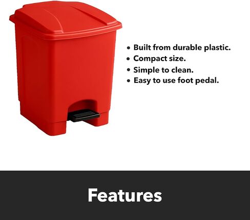 [Red] Step-On 4-Gallon Trash Can - Compatible with Biohazard Waste Bags, Ideal for Medical/Lab/Hospital Use in Saudi Arabia