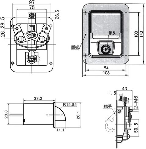 Square Cabinet Key Lock Black Or Stainless for Car Bus Truck Trunk Electronical Box Pickup Accessories Rarelock MS217 1Pcs(Bolt) in Saudi Arabia