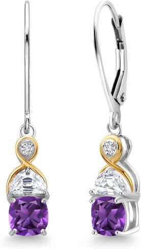 Gem Stone King 2.10 Cttw Cushion Garnet Half Moon Moissanite and Lab Grown Diamond Dangle Earrings For Women | 925 Silver and 10K Yellow Gold | Fine Jewelry Gifts for Her Mom Women Wife in Saudi Arabia