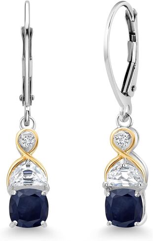 Gem Stone King 2.10 Cttw Cushion Garnet Half Moon Moissanite and Lab Grown Diamond Dangle Earrings For Women | 925 Silver and 10K Yellow Gold | Fine Jewelry Gifts for Her Mom Women Wife in Saudi Arabia