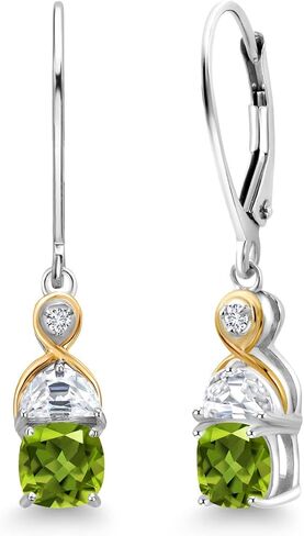 Gem Stone King 2.10 Cttw Cushion Garnet Half Moon Moissanite and Lab Grown Diamond Dangle Earrings For Women | 925 Silver and 10K Yellow Gold | Fine Jewelry Gifts for Her Mom Women Wife in Saudi Arabia