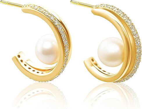 Freshwater Baroque Pearl 14K Gold Earrings for Women,Temperament Elegant Gold Hypoallergenic Dangle Earrings for Women,Used to Wedding, Celebrations, Festivals in Saudi Arabia