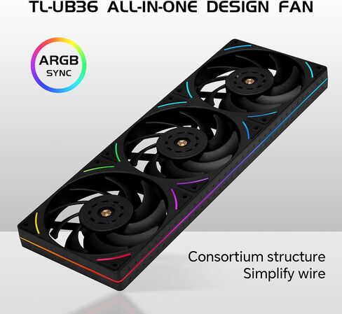 Thermalright TL-UB36 360mm Single-Frame PC Cooling Case Fans - PWM 2150 RPM Speed | ARGB Lighting | High Airflow | Single Modular Cable, for Chassis ＆ Liquid Cooler (Black) in Saudi Arabia