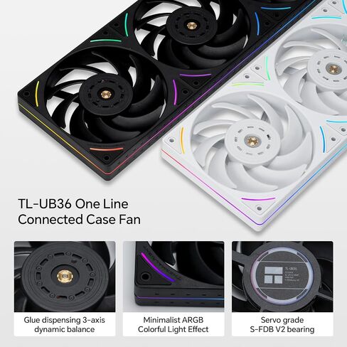 Thermalright TL-UB36 360mm Single-Frame PC Cooling Case Fans - PWM 2150 RPM Speed | ARGB Lighting | High Airflow | Single Modular Cable, for Chassis ＆ Liquid Cooler (Black) in Saudi Arabia