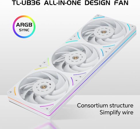Thermalright TL-UB36 360mm Single-Frame PC Cooling Case Fans - PWM 2150 RPM Speed | ARGB Lighting | High Airflow | Single Modular Cable, for Chassis ＆ Liquid Cooler (Black) in Saudi Arabia