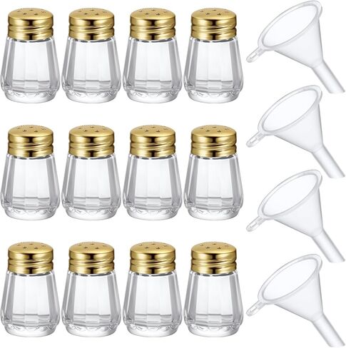 12 PCS Cube شكل الملح المصغرة والفلفل المفصلي بلوك 0.5 أوقية مكعبات صغيرة من الزجاج التوابل شاكر مع مسارات صغيرة من البلاستي in Kuwait