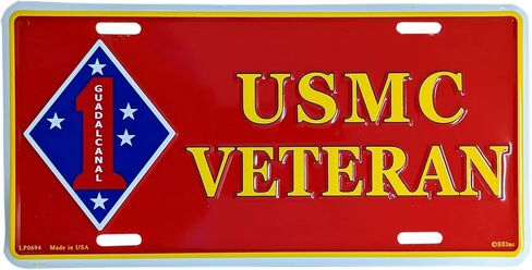 الولايات المتحدة مشاة البحرية فيلق 1st Div USMC لوحة ترخيص للسيارات المعدنية بما في ذلك مسامير السحابة in Saudi Arabia