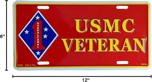 الولايات المتحدة مشاة البحرية فيلق 1st Div USMC لوحة ترخيص للسيارات المعدنية بما في ذلك مسامير السحابة in Saudi Arabia
