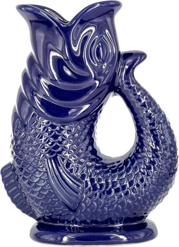 Gurgle Glug Jug The Bubble Jug® Dark Cobalt Blue 50 fl oz 1.5L Litre Extra Large Pitcher - Fish Shaped Jug - Decorative Ceramic Glugging Cocktail, Water and Gin Vase and Gurgling Carafe Pot in Saudi Arabia