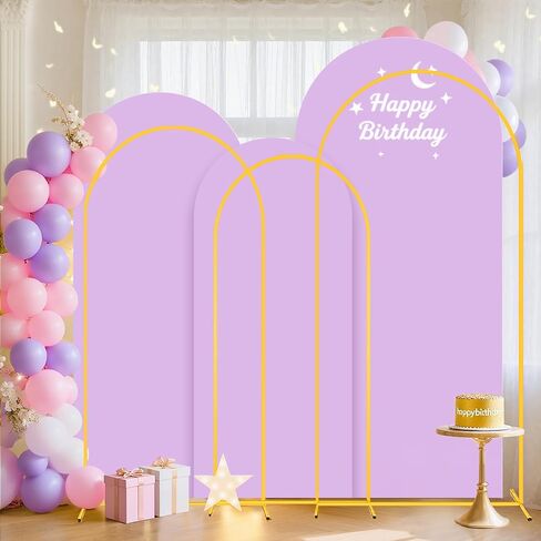 FUHSY Set of 2 Metal Backdrop Stand with Wedding Arch Cover Spandex 7.2FT, 6FT Balloon Party Backdrops Arch Stand Navy Blue Arched Backdrop Cover for Baby Shower Birthday Ceremony Banquet Event Decor in Saudi Arabia