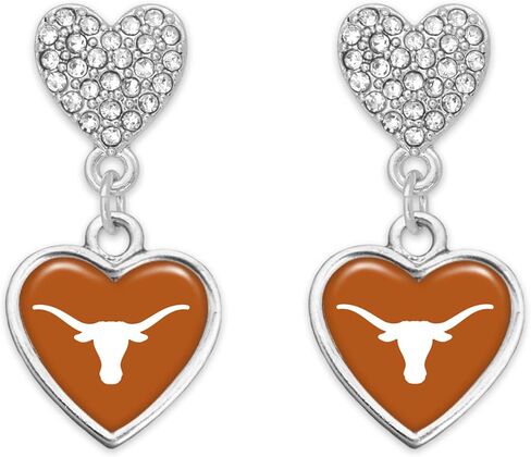 Texas Longhorns Amara Silver Crystal Heart Earrings Jewelry Gift UT in Saudi Arabia