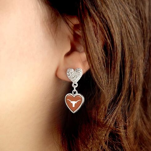 Texas Longhorns Amara Silver Crystal Heart Earrings Jewelry Gift UT in Saudi Arabia
