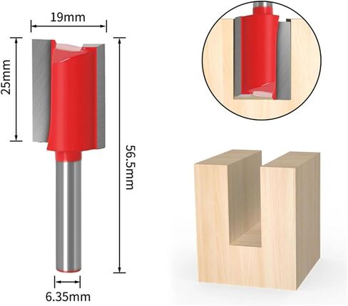 1/4 Shank 2-in-1 Woodworking Milling Cutter Trimming Machine Slotting Tool 1Pcs(6.35x19x25mm) in Kuwait
