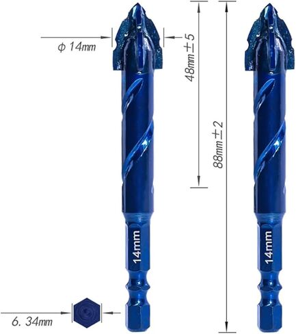 6.35mm Hex Handle Sawtooth Displacement Alloy Triangle Drill Ceramic 1Pcs(14mm) in Saudi Arabia
