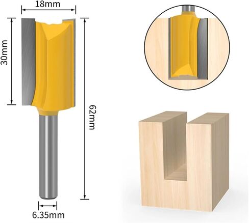 1/4 Shank 2-in-1 Woodworking Milling Cutter Trimming Machine Slotting Tool 1Pcs(6.35x19x25mm) in Kuwait