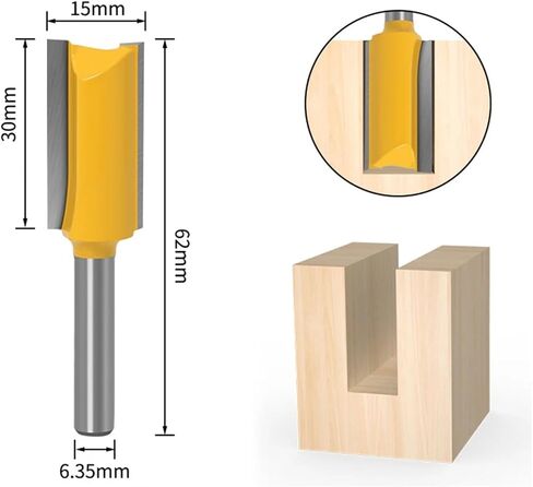 1/4 Shank 2-in-1 Woodworking Milling Cutter Trimming Machine Slotting Tool 1Pcs(6.35x19x25mm) in Kuwait