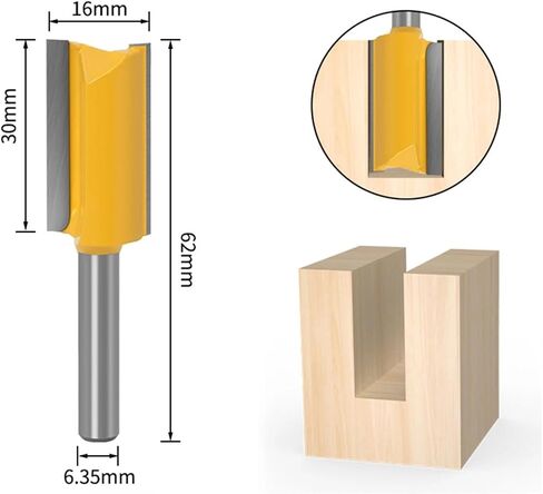 1/4 Shank 2-in-1 Woodworking Milling Cutter Trimming Machine Slotting Tool 1Pcs(6.35x19x25mm) in Kuwait