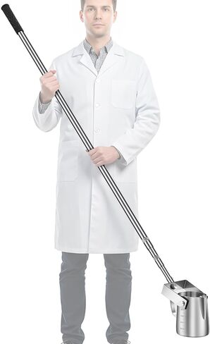 Maxdot 3.6ft- 9.8 ft Telescopic Water Sampler Dipper, Pendulum Beaker Sample Ladle with Water Sampling, Pole Sampler Rod(550 ml,Stainless Steel) in Saudi Arabia