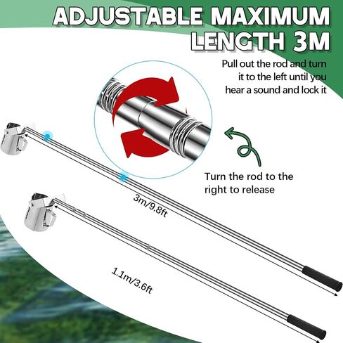 Maxdot 3.6ft- 9.8 ft Telescopic Water Sampler Dipper, Pendulum Beaker Sample Ladle with Water Sampling, Pole Sampler Rod(550 ml,Stainless Steel) in Saudi Arabia