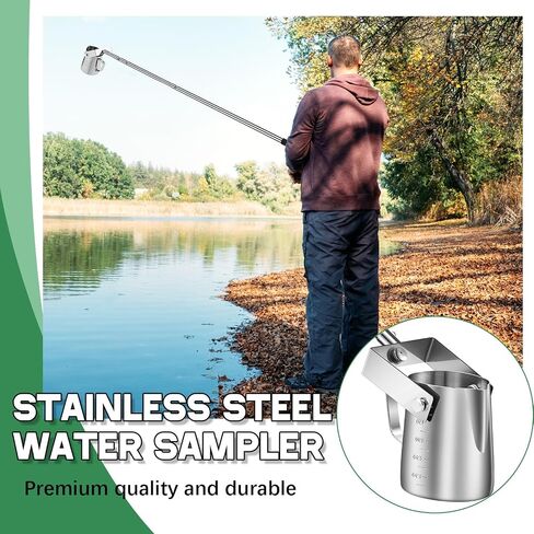 Maxdot 3.6ft- 9.8 ft Telescopic Water Sampler Dipper, Pendulum Beaker Sample Ladle with Water Sampling, Pole Sampler Rod(550 ml,Stainless Steel) in Saudi Arabia