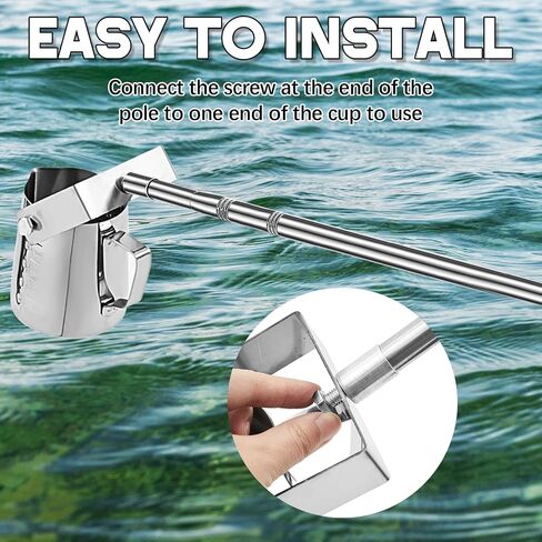 Maxdot 3.6ft- 9.8 ft Telescopic Water Sampler Dipper, Pendulum Beaker Sample Ladle with Water Sampling, Pole Sampler Rod(550 ml,Stainless Steel) in Saudi Arabia