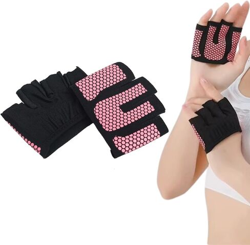 Gym Gloves for Women - Fingerless Workout Gloves with Anti-Slip Hand Grips for Weight Lifting, Pull Ups, Yoga & Pilates - Breathable Half Finger Exercise Gloves for Gym Training in Saudi Arabia