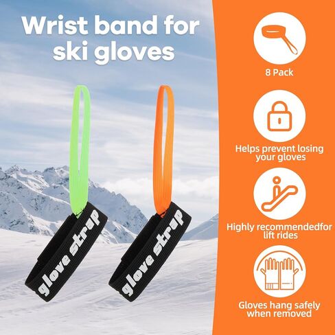 8Pcs Ski Glove Safety Cord - Elastic Retainer with Handcuffs - Hang Gloves with 8 Piece Set for Skiing, Snowboarding & Outdoor Activities. 4 Red + 4 Black. in Saudi Arabia