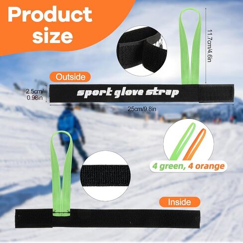 8Pcs Ski Glove Safety Cord - Elastic Retainer with Handcuffs - Hang Gloves with 8 Piece Set for Skiing, Snowboarding & Outdoor Activities. 4 Red + 4 Black. in Saudi Arabia