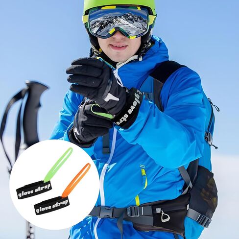 8Pcs Ski Glove Safety Cord - Elastic Retainer with Handcuffs - Hang Gloves with 8 Piece Set for Skiing, Snowboarding & Outdoor Activities. 4 Red + 4 Black. in Saudi Arabia