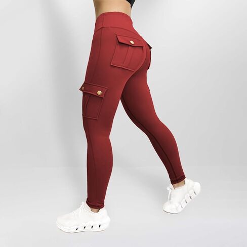 Aymnlox Women's Lifting Yoga Leggings High Weist Cargo Pants with Flap Pocket Workout Running Panty Riker Pants in Kuwait