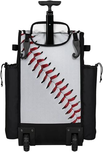 Boombah Rolling Superpack 2.0 Baseball/Softball Gear Bag - 23-1/2" x 13-1/2" x 9-1/2" - Baseball Homerun White/Black/Red - Telescopic Handle - Holds 4 Bats - Wheeled Version in Saudi Arabia
