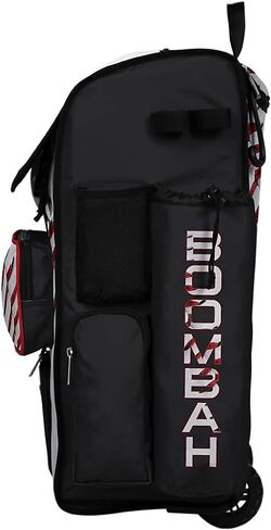 Boombah Rolling Superpack 2.0 Baseball/Softball Gear Bag - 23-1/2" x 13-1/2" x 9-1/2" - Baseball Homerun White/Black/Red - Telescopic Handle - Holds 4 Bats - Wheeled Version in Saudi Arabia