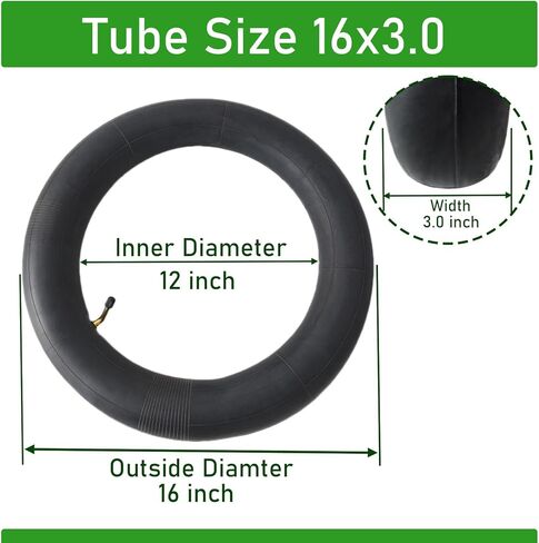 2-Pcs 16x3.0 Inner Tube 16x3.25 16x3.5 Inner Tube 16x3.25/3.50 Bent Valve Stem Reinforced Thickness in Saudi Arabia