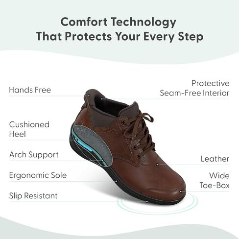 Orthofeet Rosel Orthopedic Women's Leather Boots | Hands-Free Slip-On Leather Ankle Boot, Slip-Resistant, Anatomical Arch Support, Padded Ergonomic Cushioning, Wide Toe Box in Saudi Arabia