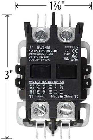 Eaton/Cutler Hammer C25BNF230T غير إعادة تقويم محدد المقاولين 2-POLE 24 فولت AC في 50/60 هرتز لفائف 30 أمبير الحمل الكامل الاستقرائي in Saudi Arabia