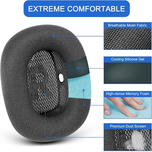Premium Replacement Ear Cushions for Apple AirPods Max Headphone, Protein Leather Memory Foam Earpads with Excellent Noise Isolation (Black) in Kuwait
