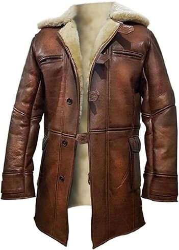 Bane Coat TDKR Tom Hardy Winter Shearling Brown Super Hero Leather Coat Jacket in Saudi Arabia