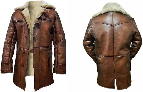 Bane Coat TDKR Tom Hardy Winter Shearling Brown Super Hero Leather Coat Jacket in Saudi Arabia