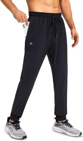 Mens Joggers with Zipper Pockets Lightweight Athletic Workout Sweatpants Quick Dry Tapered Track Pants for Running in Kuwait