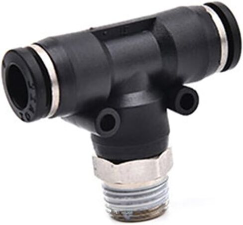 موصل الهواء الأسود تركيب T Shape Tee 12mm - 4 مم أنبوب خرطوم إلى 1/8 "1/4" M5 3/8 "1/2" BSP MALE THREAMATION COUPLER (اللون: 16 مم ، الحجم: M5) in Kuwait